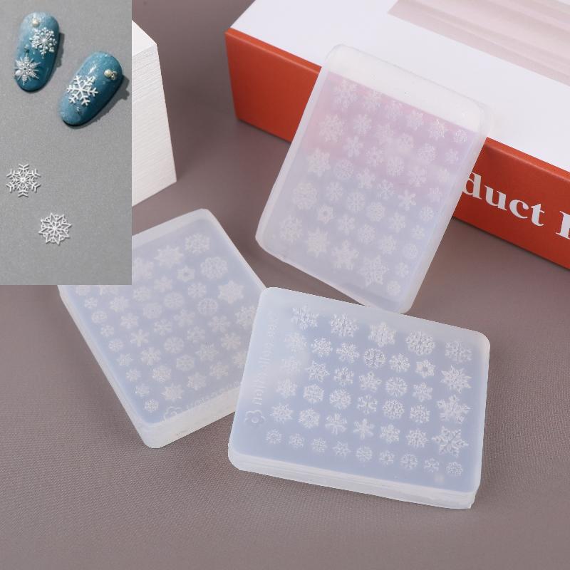 1/3 Pcs Christmas Snowflake Silicone Nail Mold Nail Decorations Diy Design Silicone Manicure Mold Nail Art