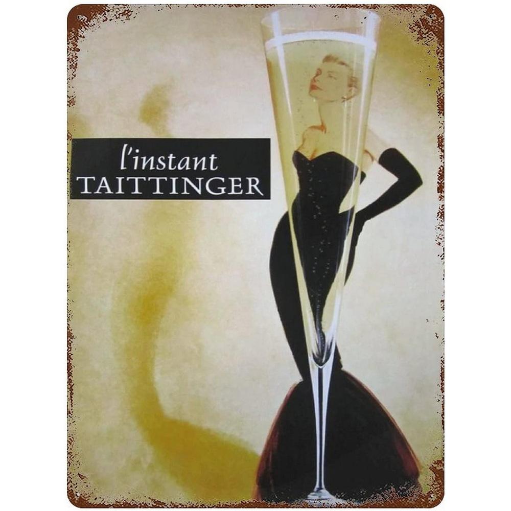 Französischer Champagner Retro Vintage Metall Blechschilder Poster Platte Wanddeko für Heim Bars Café Man Cave Clubs Retro Poster Plakette