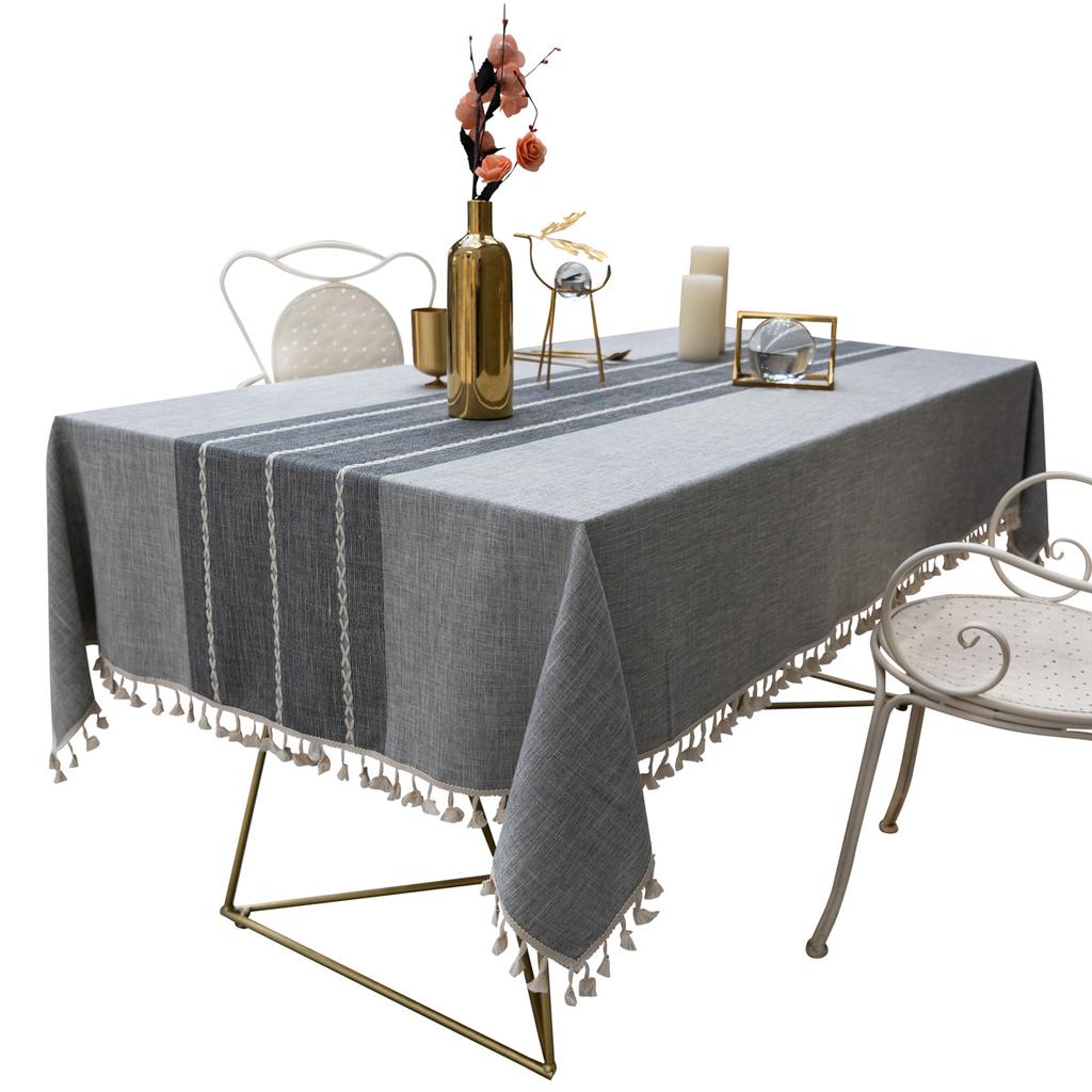 Home Textile Cotton Linen Embroidery Flower Tablecloth Party Dustproof Christmas Day Kitchen Banquet Party Tablecloth