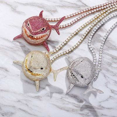 Shark Pendant Diamond Personality Trendy Hip Hop Shark Men's Necklace