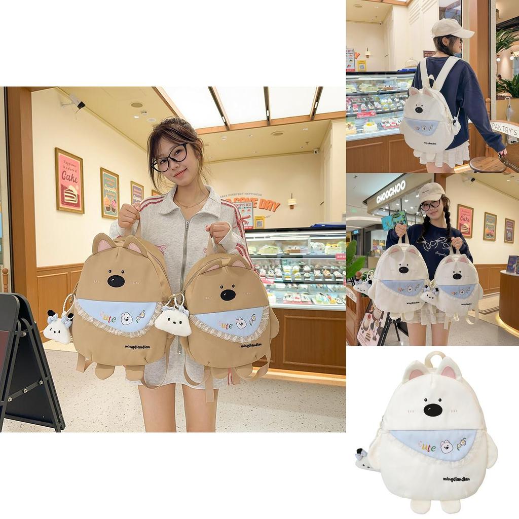 Adorable Dog Pattern Childrens School Bag With Durable Nylon And Spacious Design For Girls