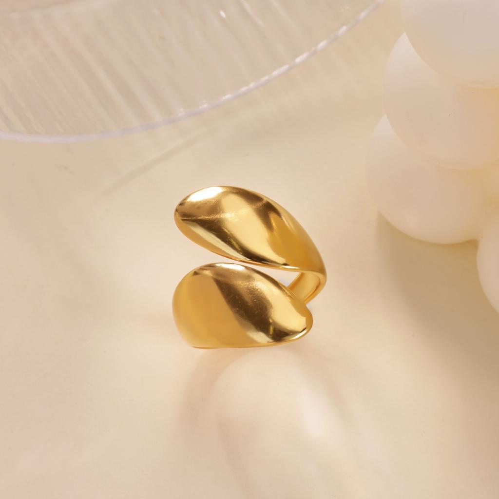 Fashion Asymmetric Wave Rings for Women Gold Plated Stainless Steel Geometric Ring Wedding Party Durable Jewelry Gift
