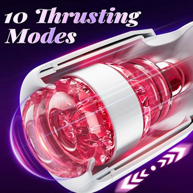 Tongue Licking Male Masturbator 10 Thrusting Blowjob Sex Machine Stroker for Training Stimulation Sex Toys for Men Pleasure