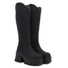 Women's boots autumn and winter wide mouth western black round head locomotive retro cool thick-soled knight boots