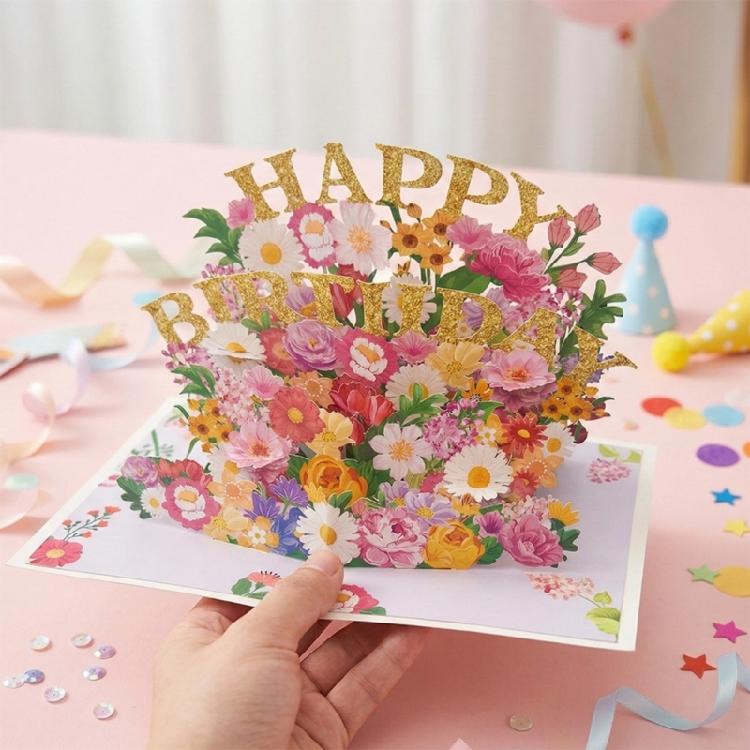 Artistic 3D Popup Mother's Day Card Handmade Greeting Card for Friend Elegant Celebration Paper Card