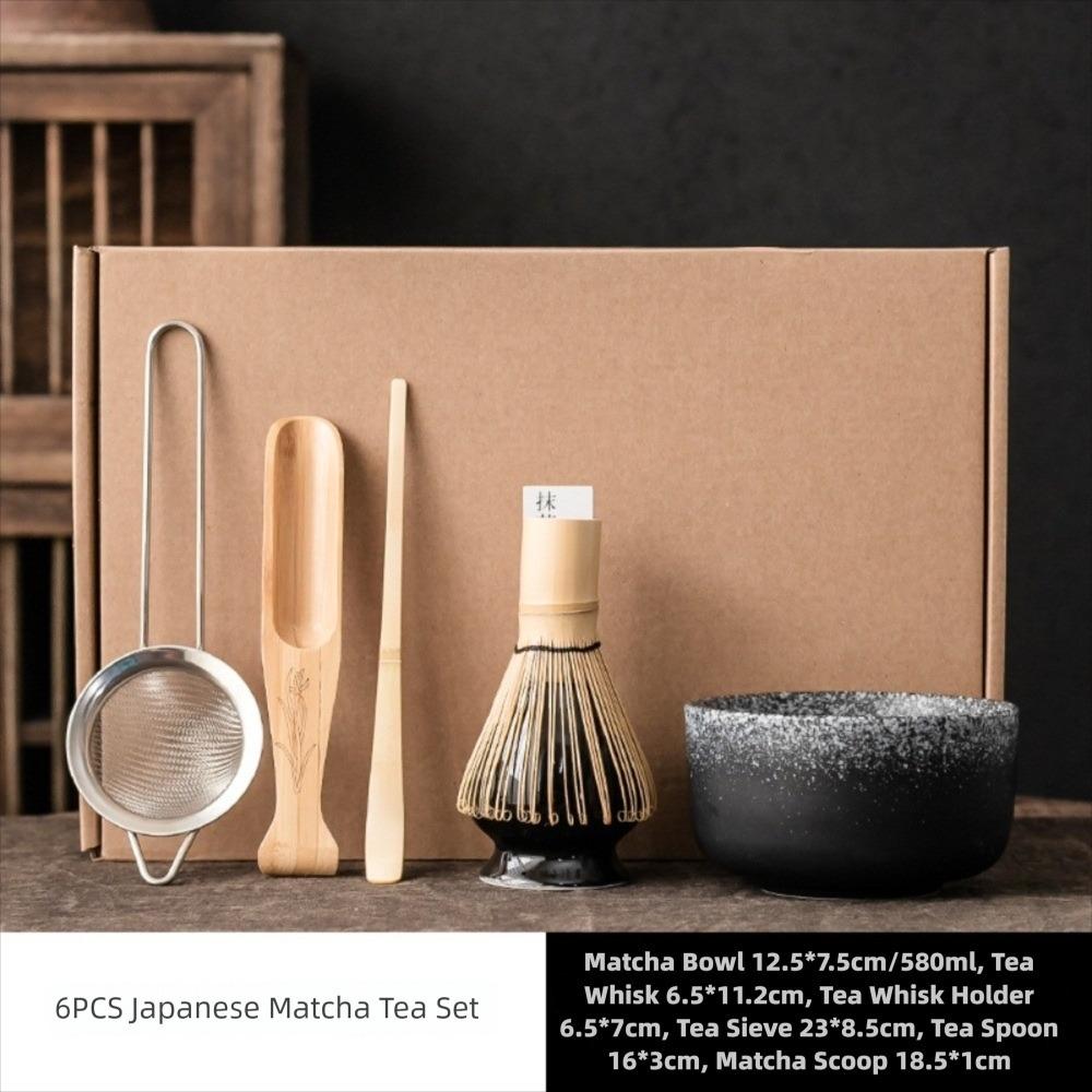 Traditional Bamboo Ceramic Japanese Matcha Tea Set Food Grade Reusable Matcha Whisk Set Safe Japanese Chasen