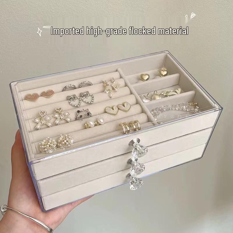 Velvet Multi-layer Jewelry Box with Large Capacity for Bracelets, Necklaces, Earrings, and Rings