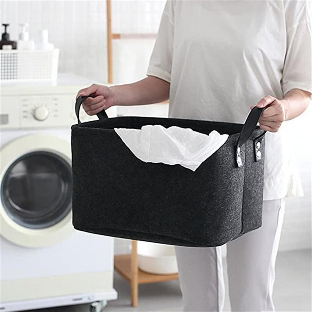 Cesta plegable para guardar juguetes con asa de cordón de algodón