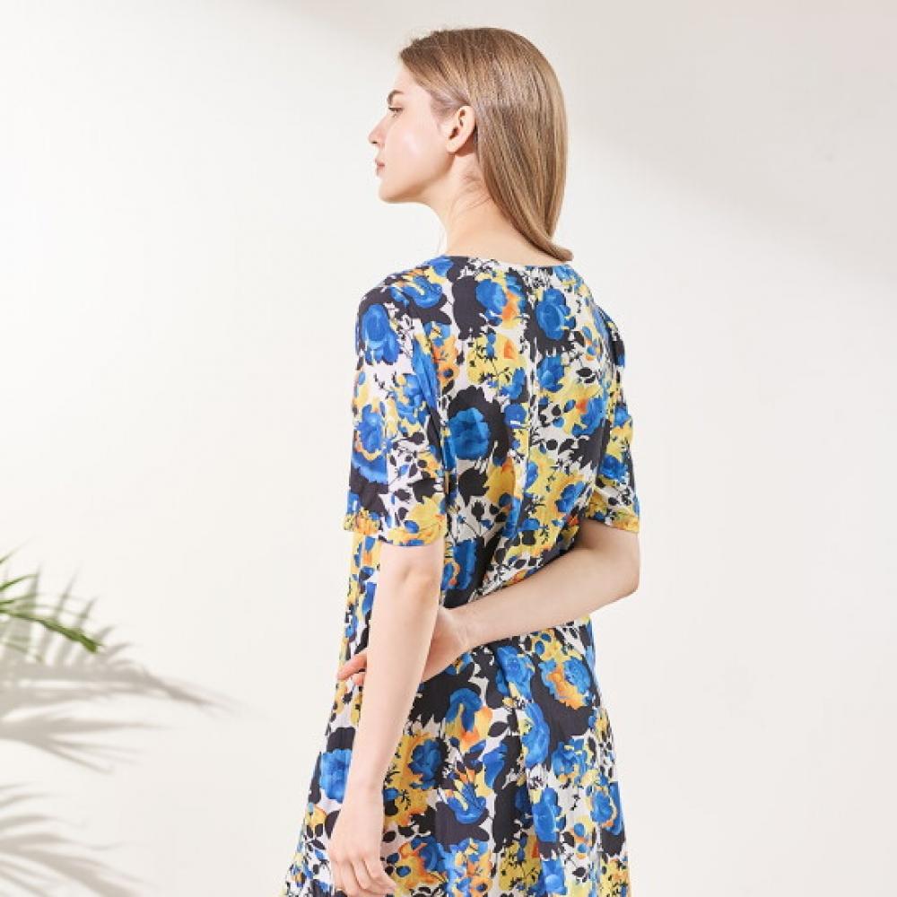 L Affair Fantastic fLower bLue Rayon Dress Lwofd133 Bu