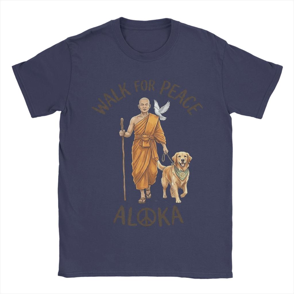 Buddhist Monk Walk for Peace Aloka Unisex Womens T Shirt Funny Tees Short Sleeve Crewneck TShirts Cotton New Arrival Tops