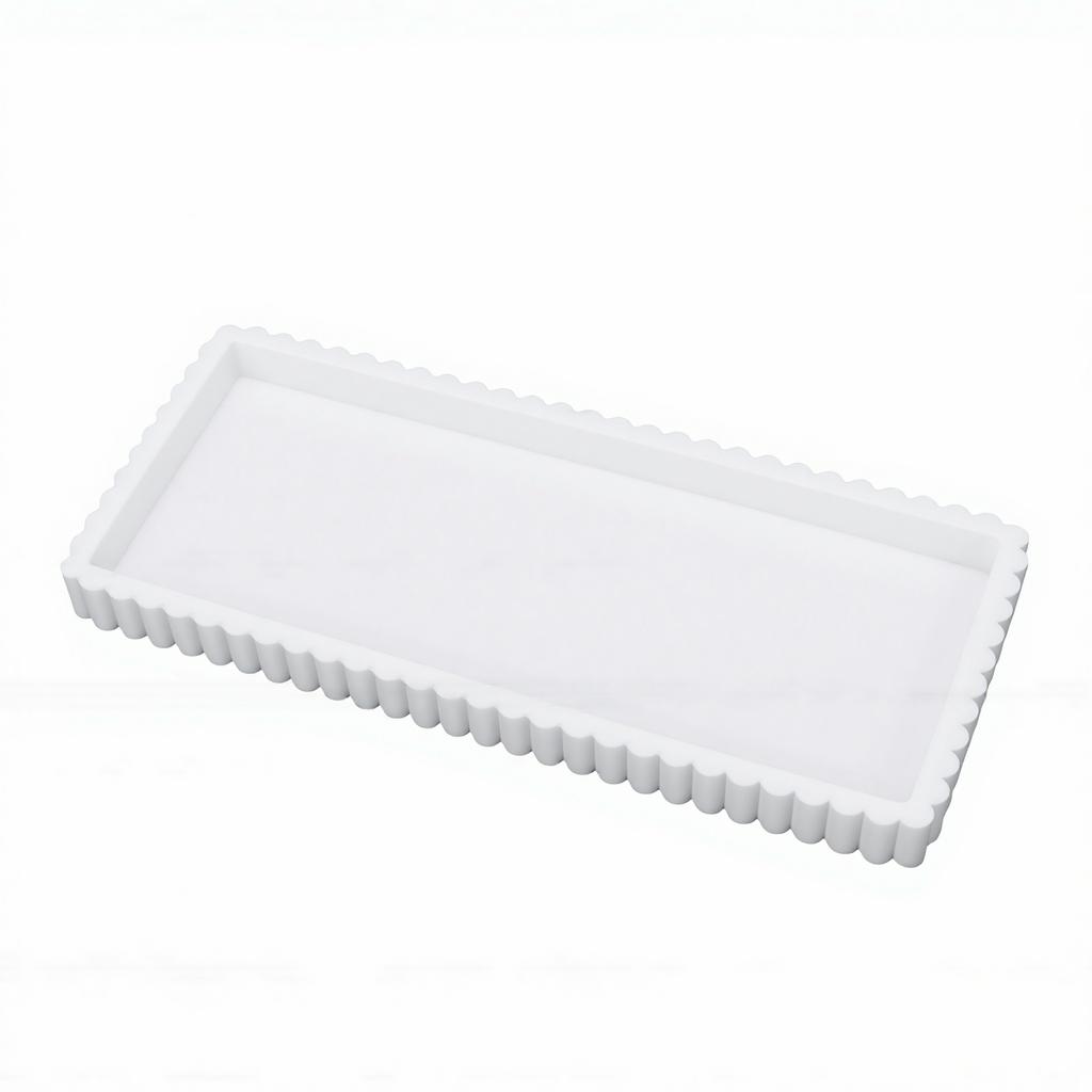 Bathroom Vanity Tray Marble Pattern Water Proof Silicone Rectangle Countertop Organizer Tray for Kitchen Bedroom White