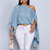 Dames Casual Off Shoulder Losse Vleermuismouw Effen Kleur Elegante Blouse