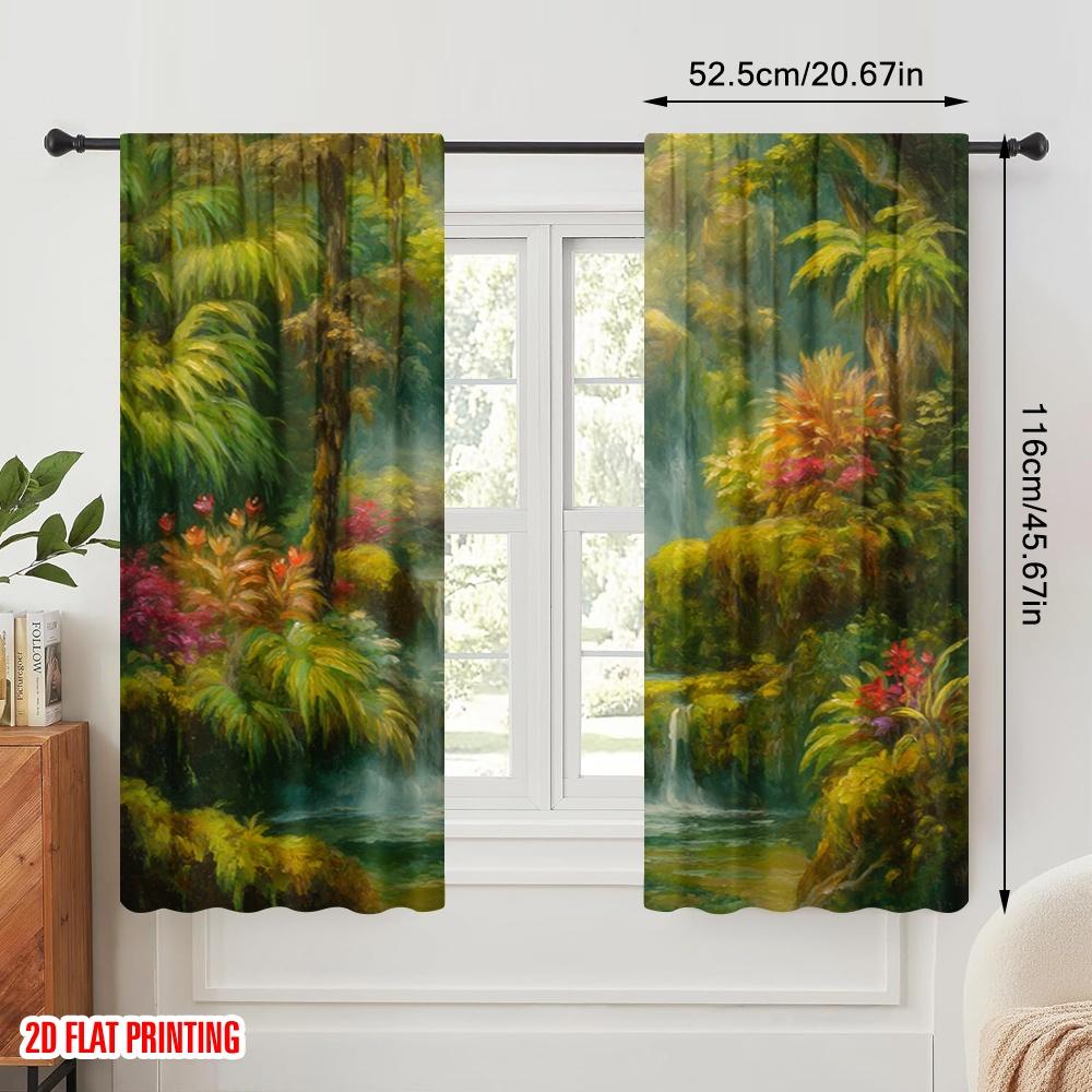2 Stück, 2D-Flachdruck Minimalistische Vorhänge Tropische Kaskade Vielseitig Langlebiges Polyester (ohne Stange) Dekorationen Innen Perfekt