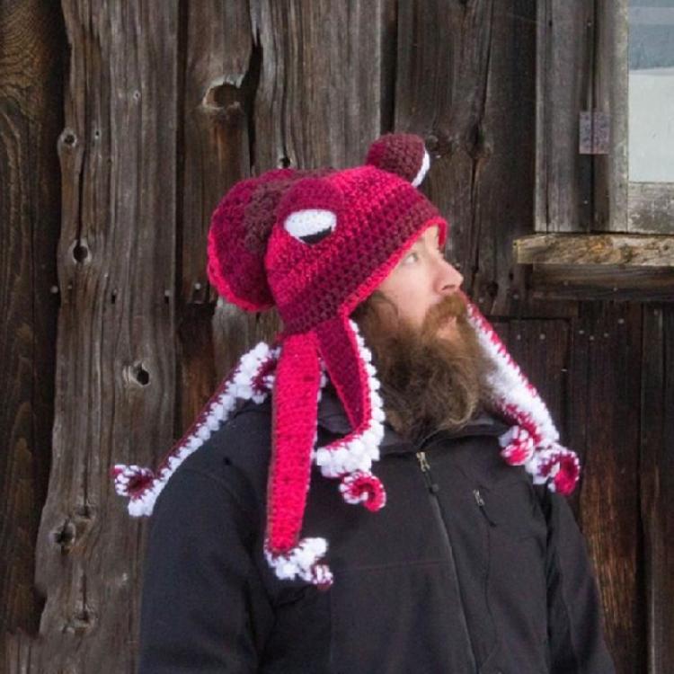 Fun Octopus Knit Gradient Beanie Hat Halloween Costume Cover Cap for Men Women