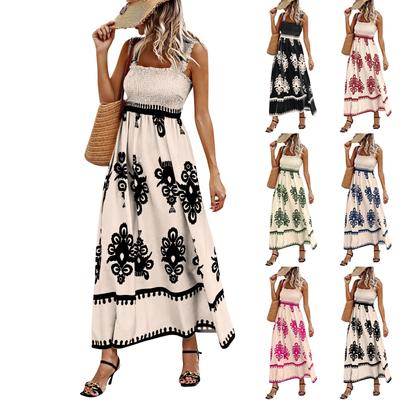 Women's Fashionable Retro Printed Bohemian Beach Dress Beach Vacation Dress