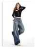 American Retro Wide-Leg Ripped Jeans - Women’s Fashionable Slimming Spring/Autumn Style