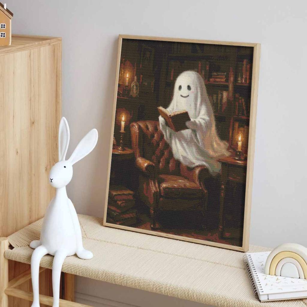Halloween Diamond Painting Kit Cute Reading Spirit Library Vintage Home Decoration Painting