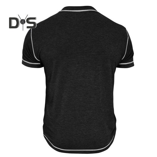 Pánské tričko s náprsní kapsou Kulatý výstřih Límec na knoflíčky Tričko s krátkým rukávem Ležérní letní top pro domov, posilovnu, streetové nošení