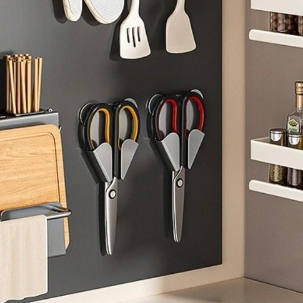 3pcs Wall Mounted Scissor Storage Rack Punch-Free Self-adhesive Scissor Display Shelf Cartoon Practical Scissor Holder