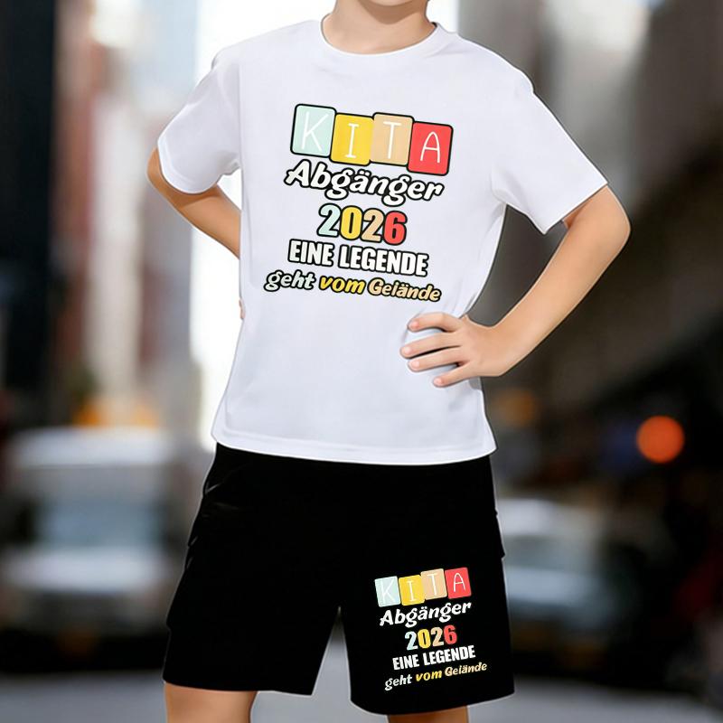 

Boys 2 Piece Kindergarten Graduate Themed Printed Outfit, Short Sleeve T-Shirt and Shorts Set for Kids Age 5-14,Black Sporty Casual Summer Clothes 13-14 Years білий