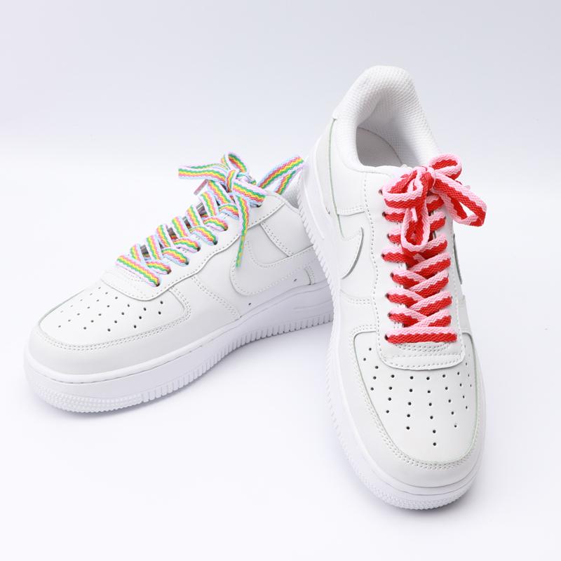 1Pair Sneakers for Shoelaces Original AF1AJ Colorblock Classic Shoe lace Flat Cotton Polyester Shoelace Fashion Sport Shoestring