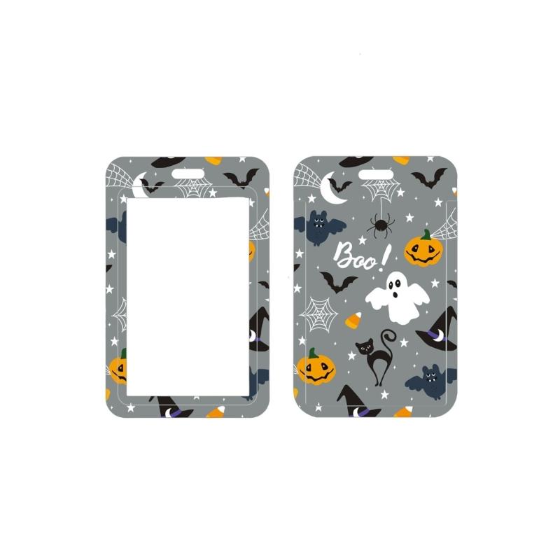 Lanyard Badge Card Holder with Keyring Pumpkins Neck Strap Halloween Retractable Badge Holder for Students