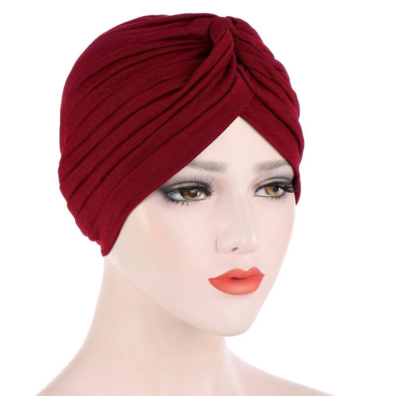 Cotton Solid Folds Pearl Muslim Turban Scarf  Women Islamic Inner Hijab Caps Arab Wrap Head  Femme Musulman Turbante Mujer