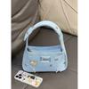 IELGY niche design metal star denim underarm small square bag, retro commuter portable shoulder bag