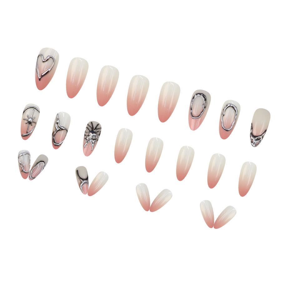 3D Starry Sky Gradient Detachable Manicure Nails - 24 Pieces