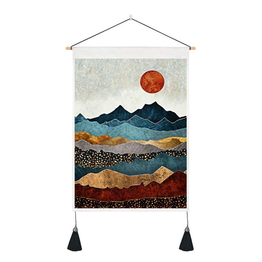 With Tassel Sunrise Landscape Tapestry Hanging Wall Poster  Home Decor