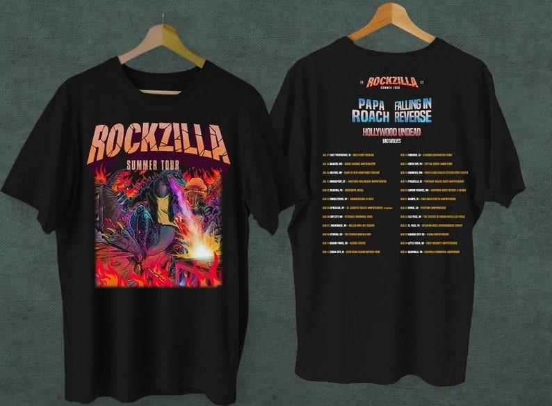 Rockzilla Summer Tour Shirt Papa Roach Falling In Reverse 2022 Tour Shirt Rock M