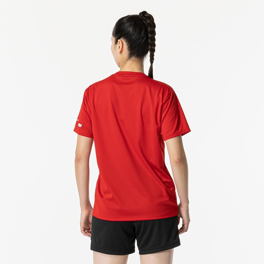 Mizuno Table Tennis Game Short JTTA Salsa Size L Shirt, Sleeve, U-Neck, Unisex, Moisture-Wicking, Quick-Drying, Certified, 82JAA110, Red,