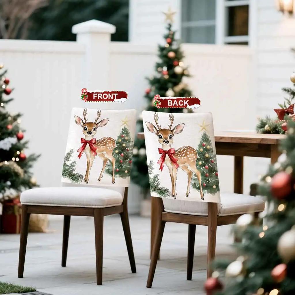 2/4/6pcs/set 45x55cm Christmas Deer Chair Cover Table Decoration Dining Seat Chair Covers Dining Room Bar Party Banquate