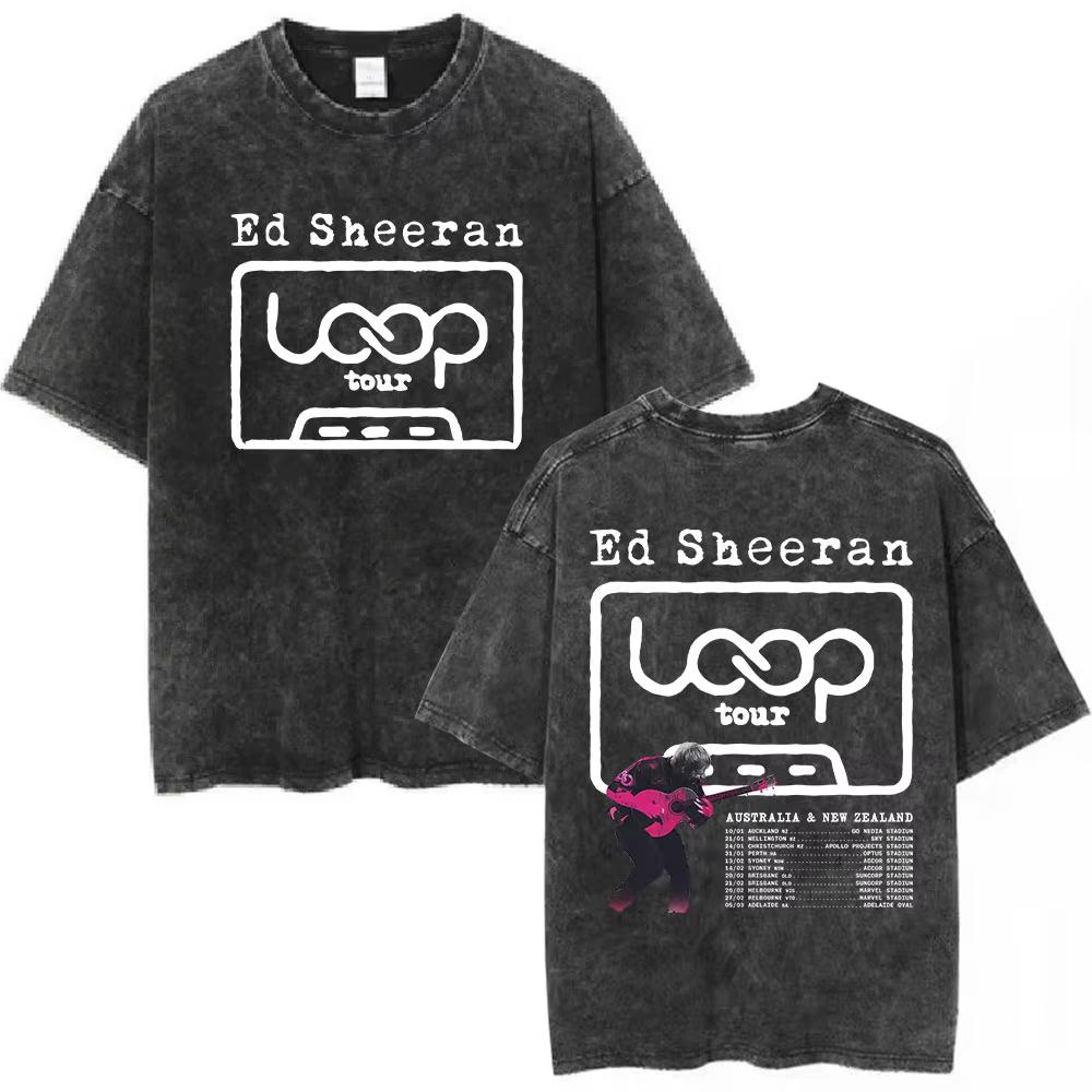 Ed Sheeran Loop Tour Australia and New Zealand Tour Merch Washed T Shirts Fans Gifts Men Women Fashion Cotton Cozy Tshirts