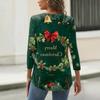 Women's Fashionable Casual Three Quarter Sleeve Christmas Printed Round Neck Top