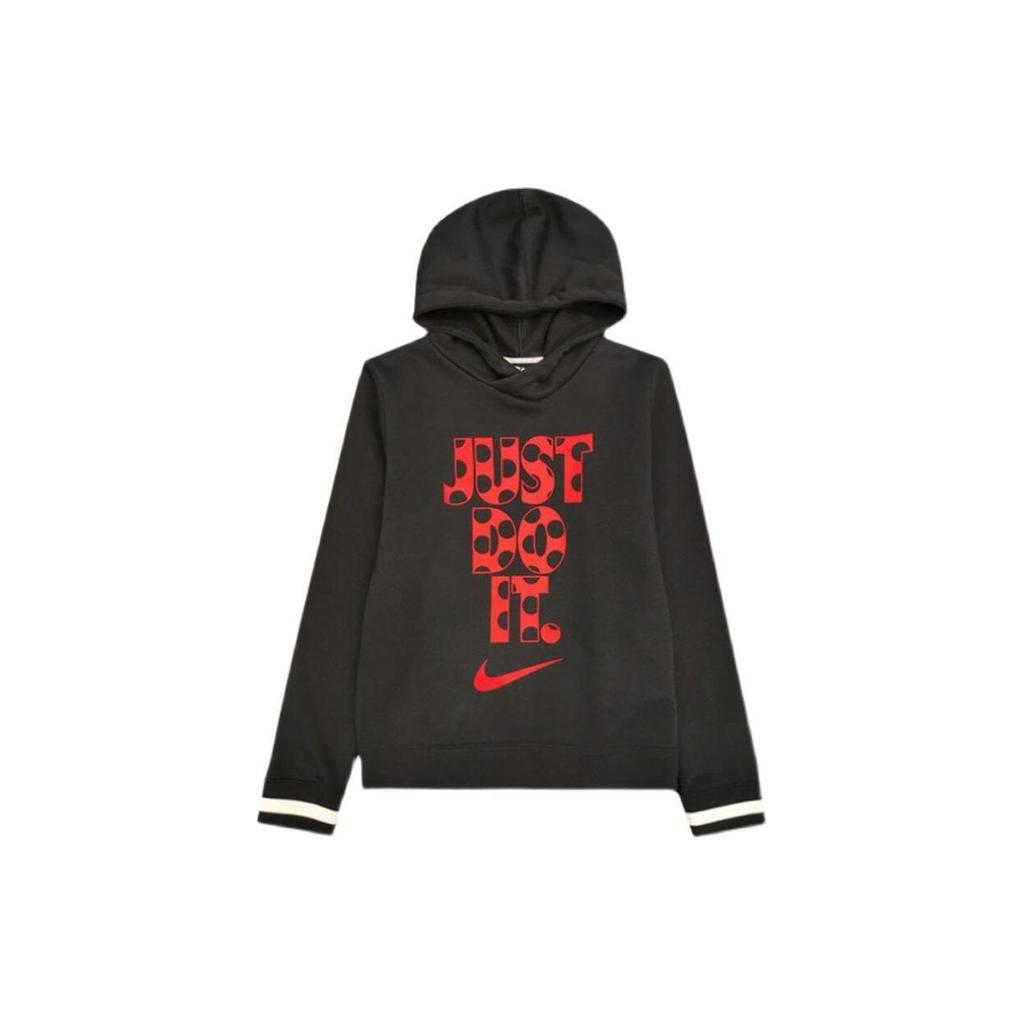 Nike Thick Hooded Long Sleeve Sweatshirt With Printed Letter Pattern Kids sweatshirts Black CU4530-010