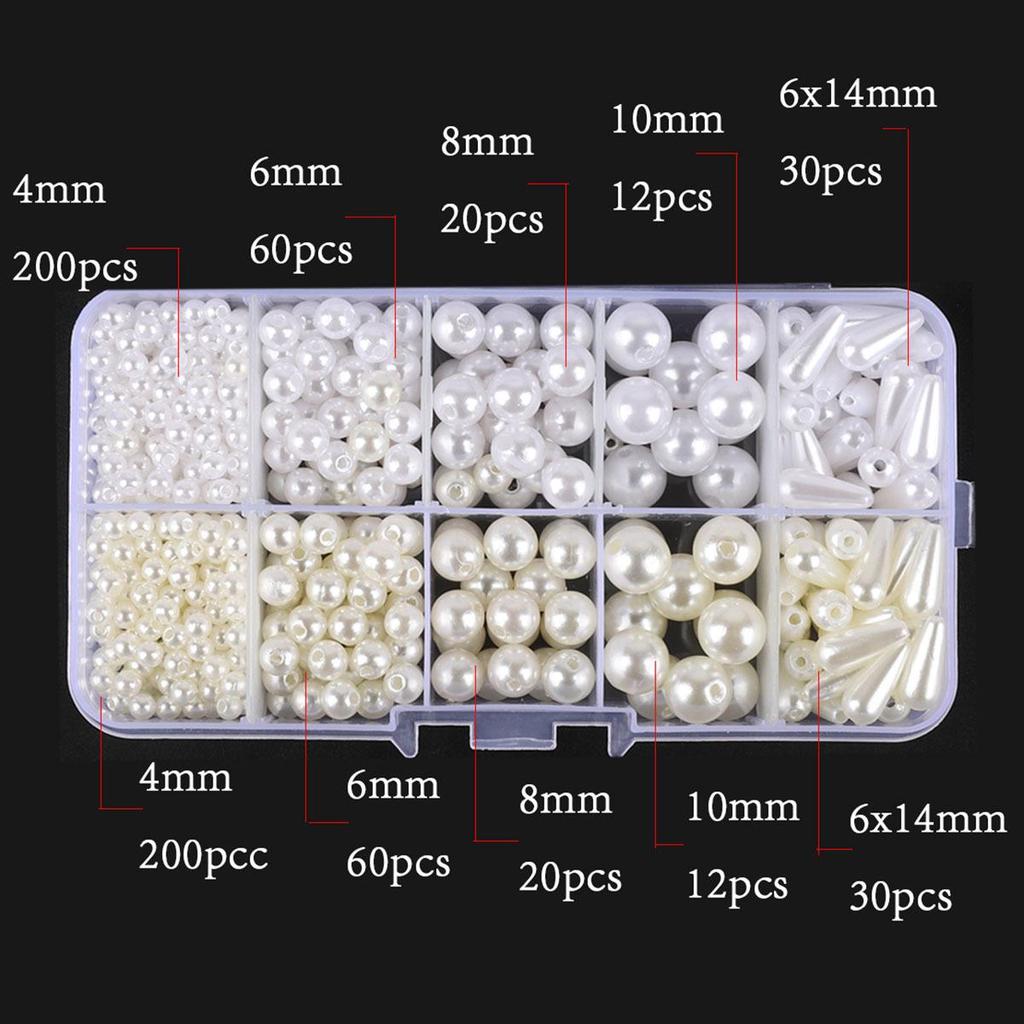 10-Grid ABS Pearl Bead Set for DIY Bracelets and Phone Chains