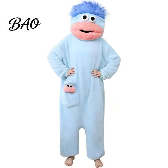 Cute Animal Onesie for Kids Funny Wearable Big Mouth Pajamas Kids, Adults, Cosplay Children Fleece Cozy Home Loungewear, Hooded Soft Plush One-Piece