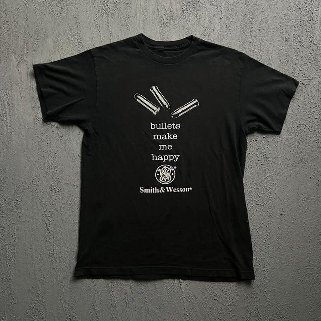 Vintage Smith & Wesson Shirt Medium Black 2000s Bullets Make Me Happy