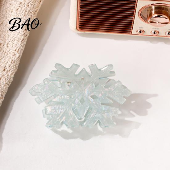 Exquisite Gift for Friends Christmas Hair Claw Clip Women, Acrylic Festive Accessories with Elk Santa Snowflake Durable Clips Patterns, Non