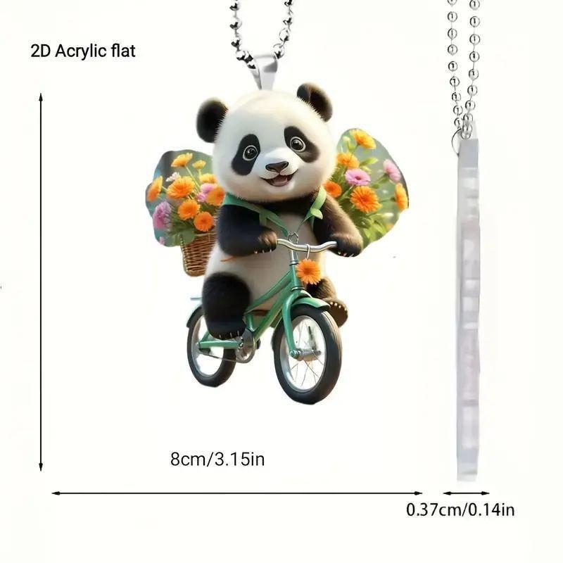 2D Cute Car Acrylic Flat Rearview Mirror Pendant Keychain Accessories