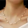 Necklace Single Layer Adjustable Alloy Women Faux Pearl Clavicle Chain for Wedding