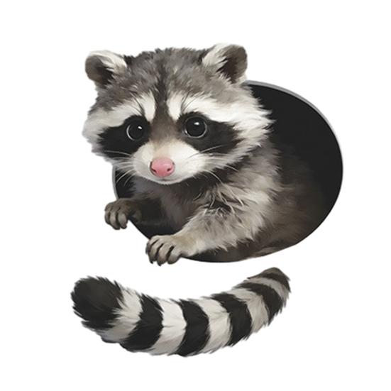 Creative 3D Peeking Stickers Self-Adhesive Raccoon Toilet Toilet