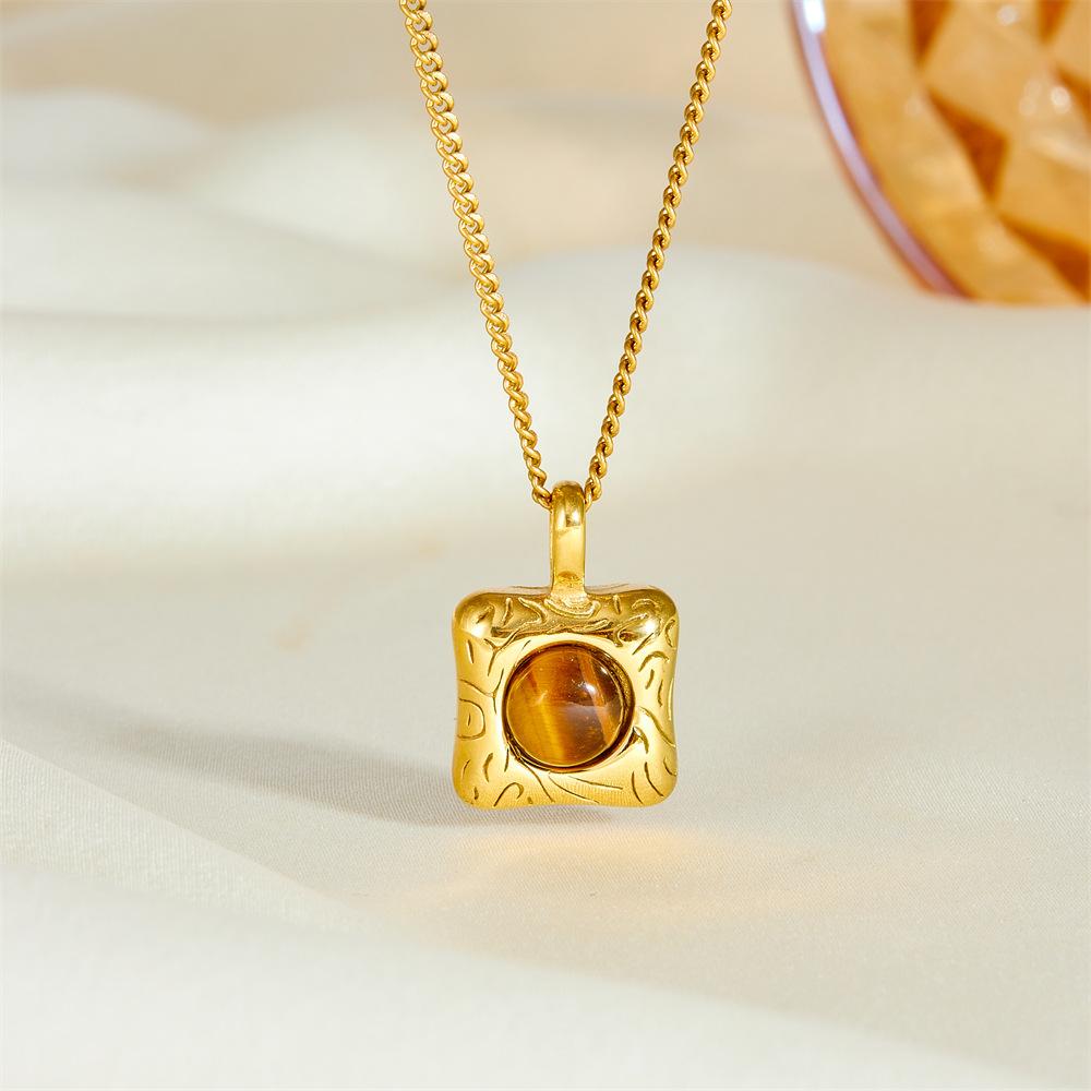 Premium Niche Natural Tiger'S Eye Stone Necklace Classic Premium Collarbone Chain Simple And Versatile Premium