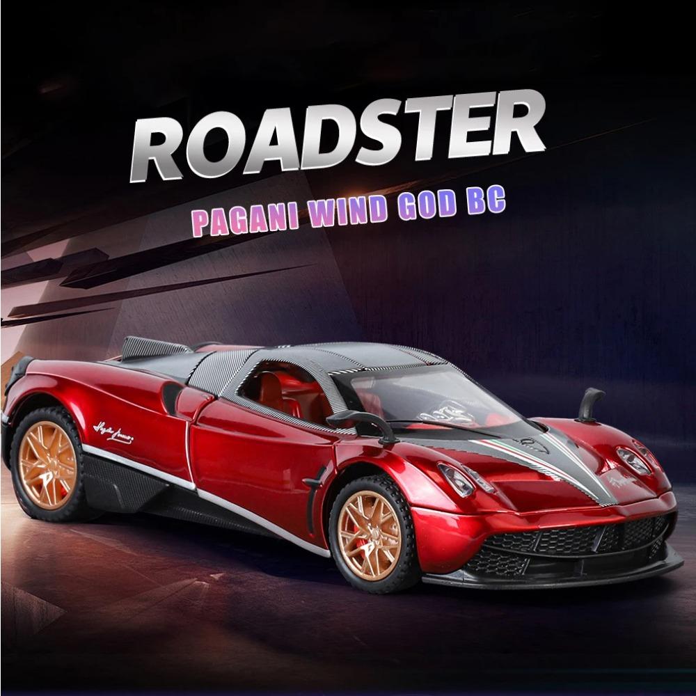 1/32 Pagani Huayra BC Supercar Alloy Muscle Car Model Sound and Light Pull Back Children's Toy Collectibles Birthday Gift