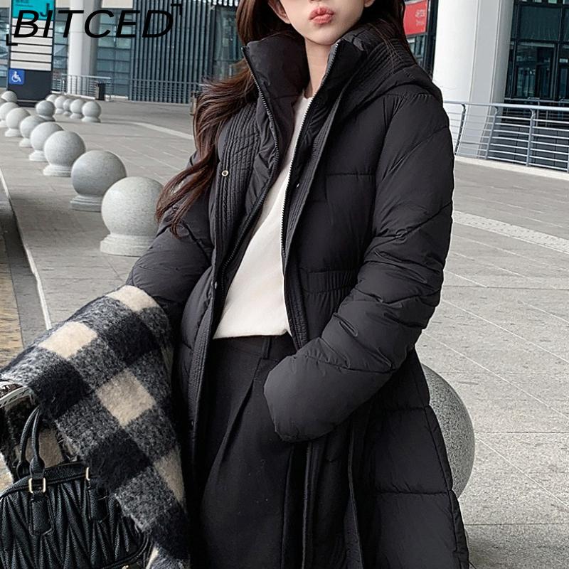 BITCED Women's Down-Filled Cotton Coat - Autumn/Winter Mid-Length, Elegant and Tailored, Knee-Length, Thickened Outerwear