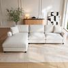 Cloud-Shaped Corner Sofa for Three, Reversible Chaise, 90 Cm Extra Wide Lounging Surface, Modular Multifunctional Couch, 256×137×79 Cm, Beige