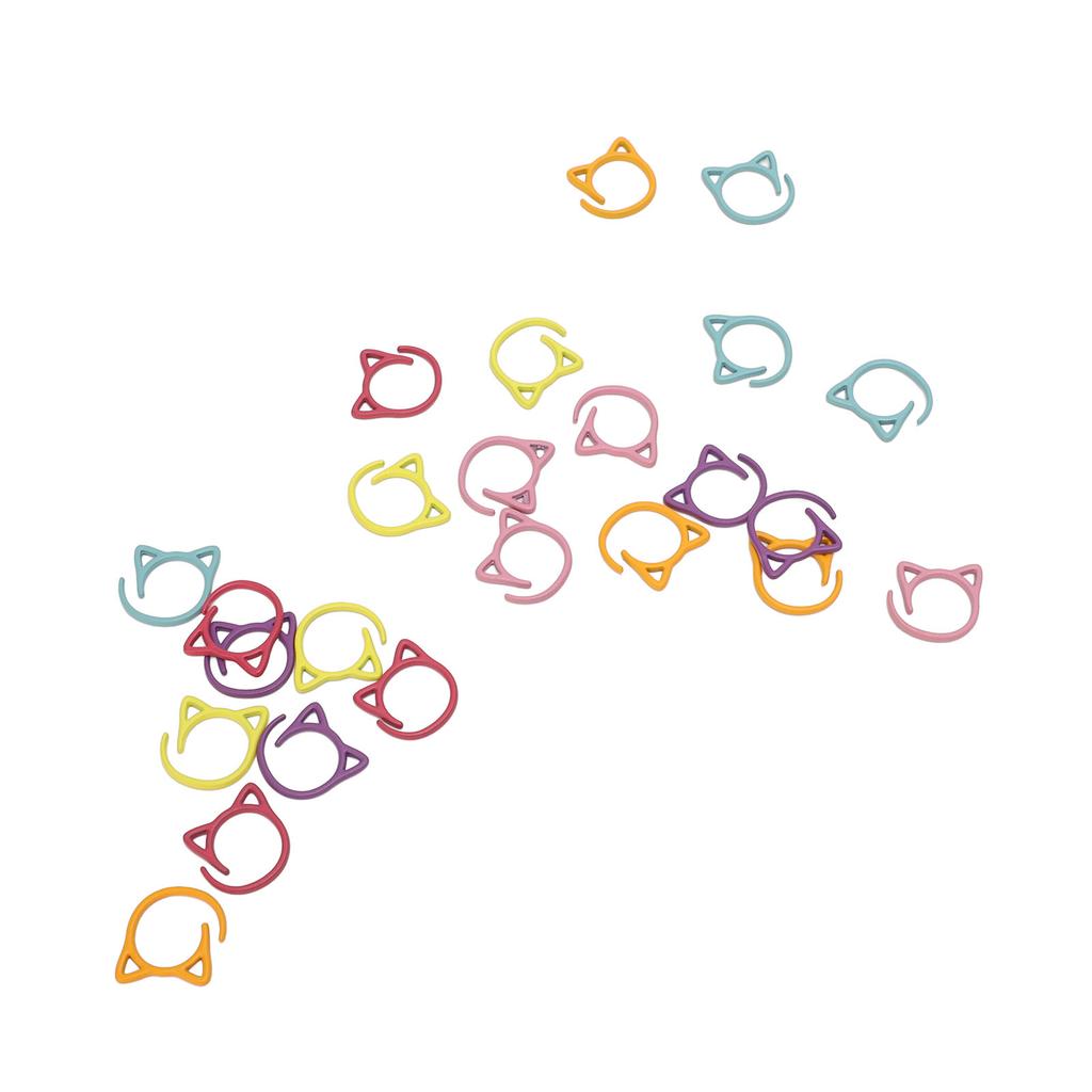 24Pcs Stitch Markers Metal Zinc Alloy Multicolor Cute Cat Locking Marker for Sewing Knitting