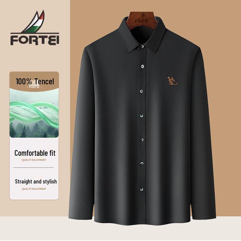 FORTEI Men s 100% Lyocell Tencel Easy-Care Long-Sleeve Business Casual Shirt 54