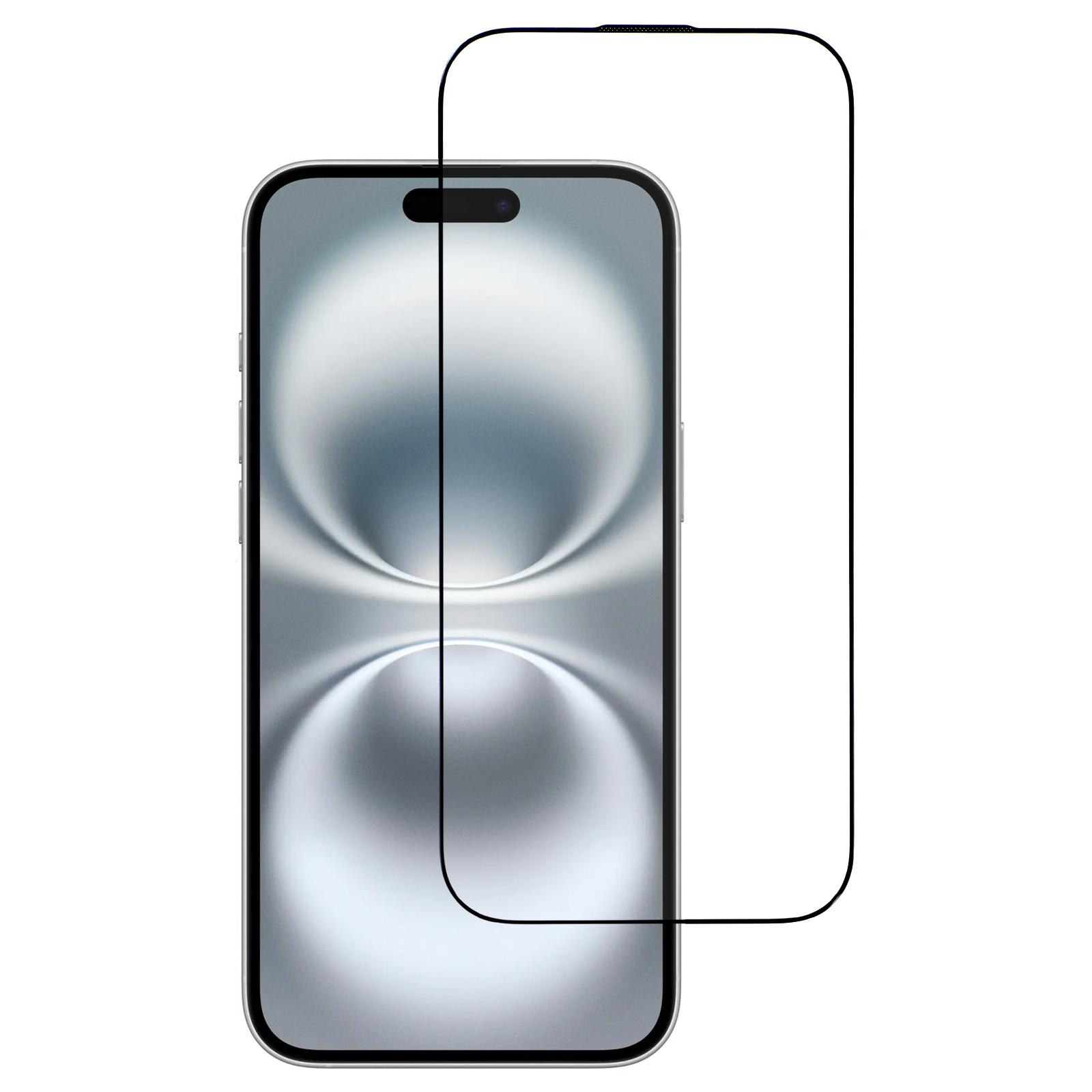 

For iPhone 16 Plus Tempered Glass Screen Protector 0.33mm High Aluminium-Silicon Glass Screen Film Electroplated Silk-Print Type A